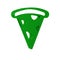 Green Slice of pizza icon isolated on transparent background. Fast food menu.