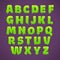 Green slime alphabet, cool liquid slimy font.