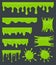 Green slime. Halloween ooze, mucus isolated vector set. Illustration of splatter and dribble, spot and drop, slime and blob