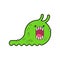 Green slug. Toothed caterpillar cartoon style. Vector illustration