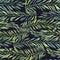 Green small leaves watercolor seamless pattern on black background.