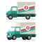 Green small truck in flat style, pseudo 3d