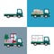 Green Small Trucks with Different Loads