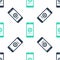 Green Smartphone update process with gearbox progress and loading bar icon isolated seamless pattern on white background