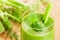 Green smoothie with mint and celery