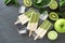 Green smoothie popsicles with kiwi, spinach, apple and limes
