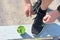 Green smoothie and running - healthy lifestyle