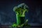 Green Smoothie Spilling Over Broccoli Splash Against a Dark and Moody Background AI Generative