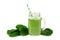 Green smoothie with spinach isolated