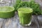 Green smoothies with kale, banana and lemon