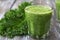 Green smoothies with kale, banana and lemon