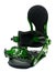 Green snowboard binding on white