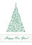 Green snowflake Christmas tree isolated on the white background