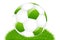 Green Soccer Ball On Grass. Vector