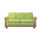 Green sofa flat illustration. Furniture icon.