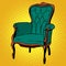 Green soft chair furniture armchair vector