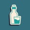 Green Soju bottle icon isolated on green background. Korean rice vodka. Long shadow style. Vector