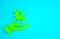 Green Solution to the problem in psychology icon isolated on blue background. Puzzle. Therapy for mental health