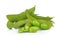 Green soybeans on white background