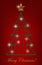 Green sparkling Christmas tree vector with red background