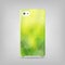 Green sparkling triangular phone case. Yellow polygonal template