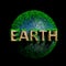 Green sphere with wooden Earth text