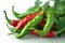 Green and spicy Background adorned with vibrant chili peppers