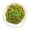 green spinach tagliatelle pasta with basil