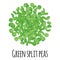 Green split peas for template farmer market design, label and packing. Natural energy protein organic super food