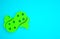 Green Sponge with bubbles icon isolated on blue background. Wisp of bast for washing dishes. Cleaning service logo