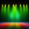 green spotlights shine on stage floor in dark room, idea for background, backdrop, mock up, Generative Ai