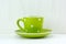 Green spotty mug