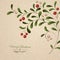 Green sprig with red berries on vintage