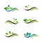 Green Sprout Landscape Icon or Logo Design Set