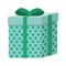 green square gift box present ribbon dots