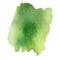Green Stain of paint on an isolated white background. Watercolor illustrations. Paper textu