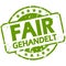 green stamp with Banner Fair trade (in german