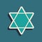 Green Star of David icon isolated on green background. Jewish religion symbol. Symbol of Israel. Long shadow style