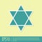 Green Star of David icon isolated on yellow background. Jewish religion symbol. Symbol of Israel. Vector Illustration