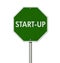 Green Start-up highway road sign