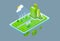 Green Station Solar Energy Panel Wind Turbine Tower Recycle Technology Battery 3d Isometric