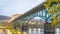 Green Steel Arch bridge during twilight