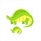 Green Stegosaurus Dinosaur Prehistoric Monster Couple Of Similar Specimen Big And Small Cartoon Vector Illustration
