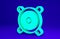 Green Stereo speaker icon isolated on blue background. Sound system speakers. Music icon. Musical column speaker bass