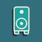 Green Stereo speaker icon isolated on green background. Sound system speakers. Music icon. Musical column speaker bass