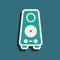 Green Stereo speaker icon isolated on green background. Sound system speakers. Music icon. Musical column speaker bass