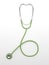 Green stethoscope isolated on white