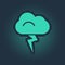 Green Storm icon isolated on blue background. Cloud and lightning sign. Weather icon of storm. Abstract circle random