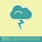 Green Storm icon isolated on yellow background. Cloud and lightning sign. Weather icon of storm. Vector Illustration