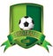 Green stripe shield Football logo with ribbon